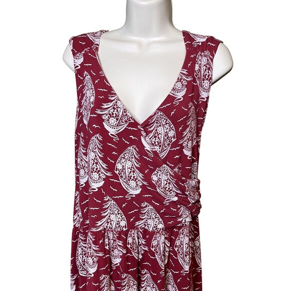 Lands End Sailboat Faux Wrap Sleeveless Dress Red Plus Size 3X u - Picture 2 of 9
